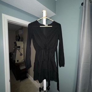 thin long sleeve ruffled dress